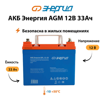 Аккумулятор для ИБП Энергия AGM 12v 33Ah - ИБП и АКБ - Аккумуляторы - . Магазин оборудования для автономного и резервного электропитания Ekosolar.ru в Калуге