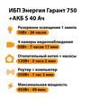 ИБП Энергия Гарант 750 + Аккумулятор S 40 Ач - 12В (450Вт - 49мин) - ИБП и АКБ - ИБП для котлов - . Магазин оборудования для автономного и резервного электропитания Ekosolar.ru в Калуге